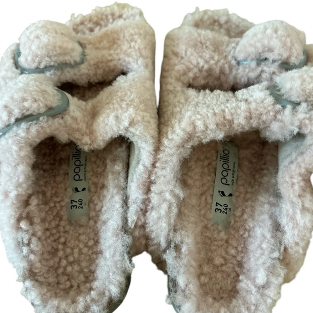 Papillio by Birkenstock Arizona Sandals-Teddy Bear Shearling-Pink-Women’s sz 37 - Picture 5 of 10